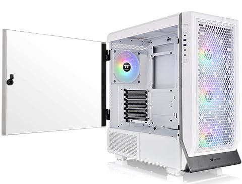 Thermaltake Ceres 500 Snow Edition Mid Tower E-ATX Computer Case with  Tempered Glass Side Panel; 4 Preinstalled 140mm PWM ARGB Fans; Rotational  PCIe